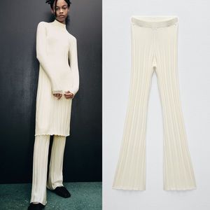ZARA RIBBED FLARED PANTS
